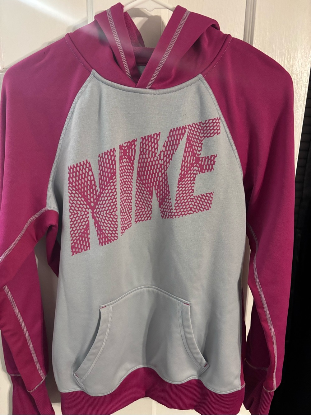 Nike Two-Tone Pink and Light Gray Hooded Pullover